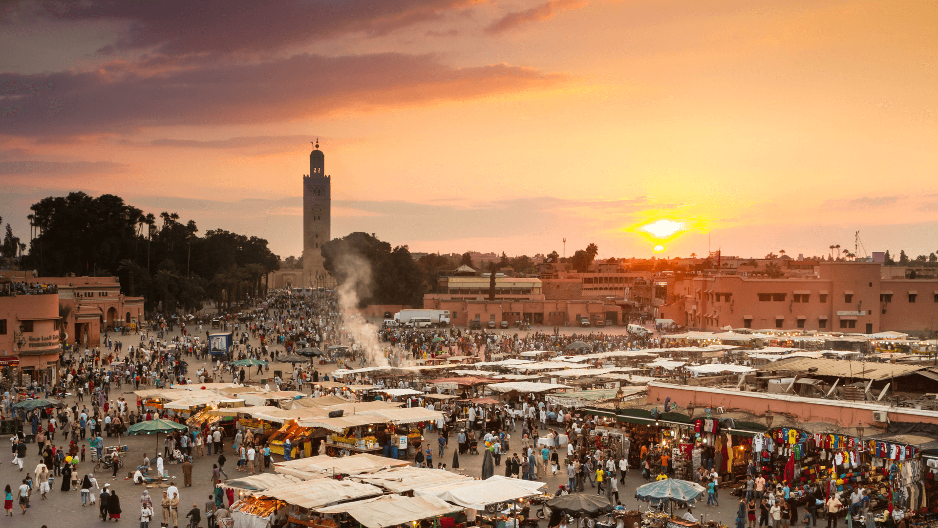 Discover the vibrant and bustling Jemaa El-Fna Square in Marrakech. As the sun sets, the square becomes alive with storytellers, musicians, and performers, offering a sensory feast that encapsulates the lively spirit of Morocco.