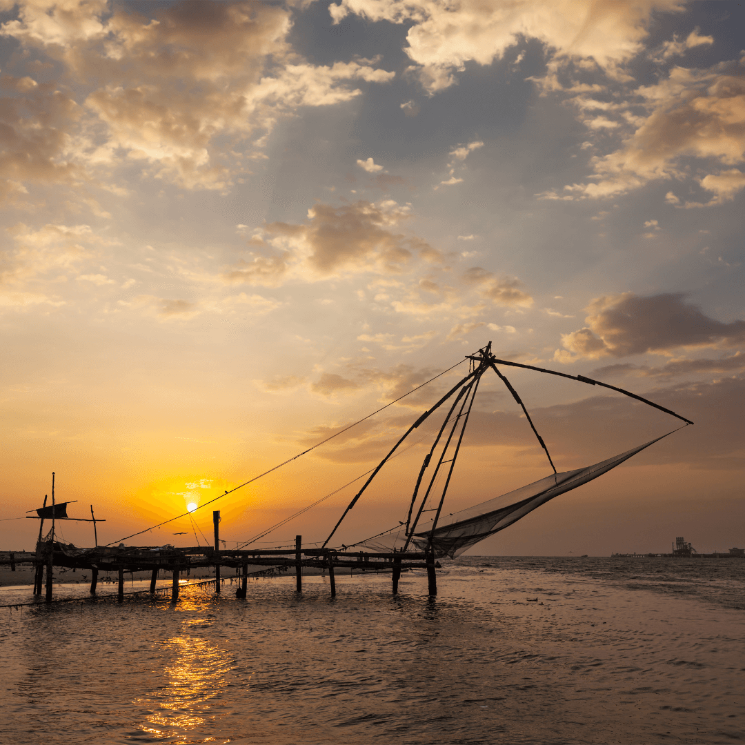 Explore the historical city of Cochin, known as the 'Queen of the Arabian Sea', with its unique Chinese Fishing Nets and rich colonial history.